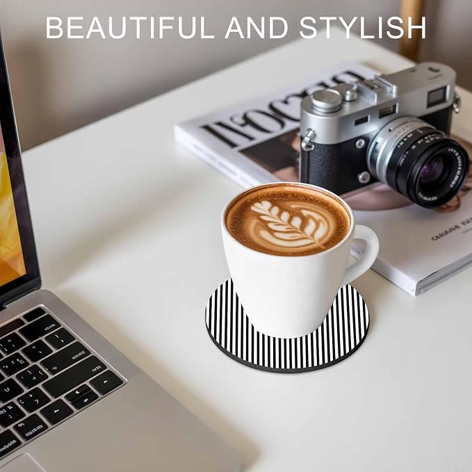 Black White Stripe Coasters Set of 2, Modern Minimalist Geometric Striped Soft - Image 7