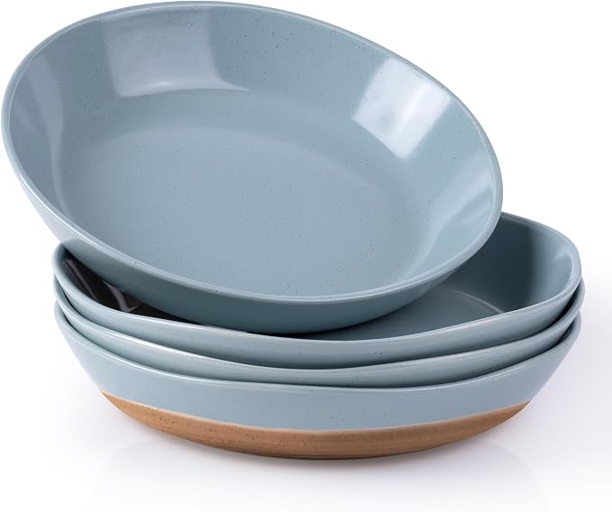 AmorArc 9.5'' Ceramic Large Pasta Bowls, 38oz Handpainted Stoneware Bowls Set by AmorArc