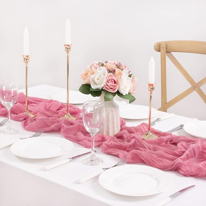 2 Pack Mauve Cheesecloth Table Runner10ft Rustic Sheer Gauze Runner | - Image 4