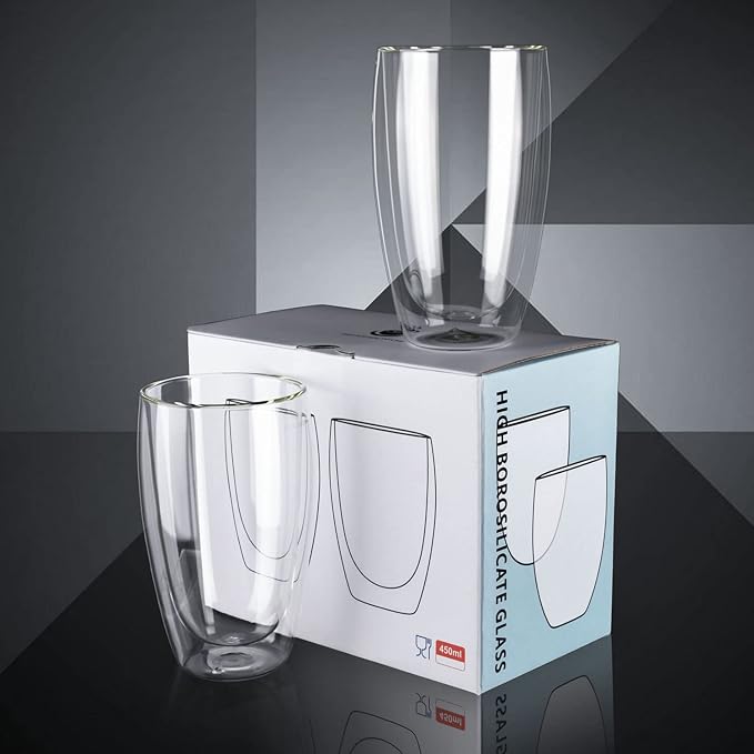 Set of 2 Double Wall Glass Coffee Mugs - Image 4
