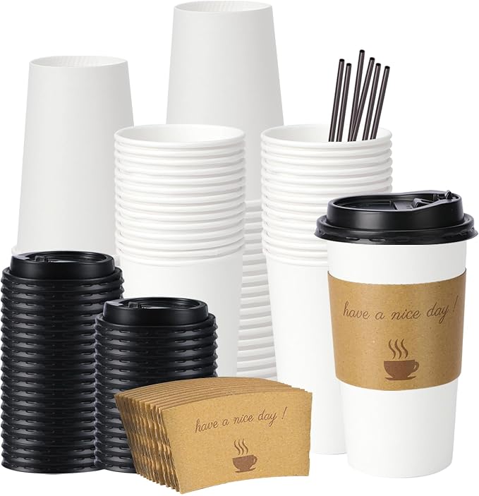 BYSNOW 20 oz 50 pack Disposable Paper Coffee Cups by BYSNOW