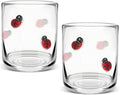 SiliFine 2 Pcs Ladybug Icon Juice Glasses - 14oz Cute Ladybug Stemless Wine by SiliFine