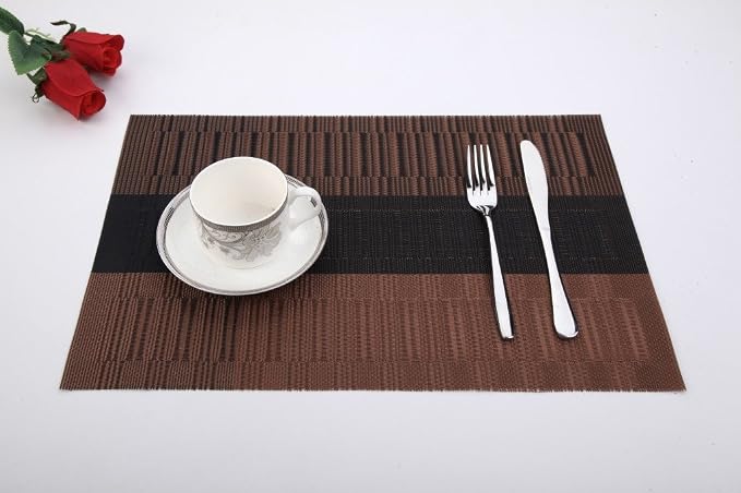 SHACOS Placemats Set of 6 Woven Vinyl Place Mats - Image 5