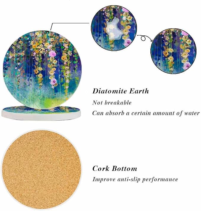 oFloral Colorful Spring Coasters - Image 4