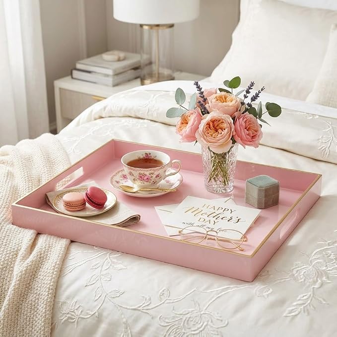 15.8x11.8 Pink Plastic Serving Tray - Image 2