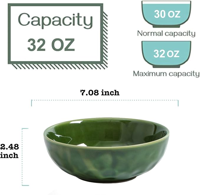 vicrays Ceramic Pasta Bowls Set, 32 Ounce Soup Bowls, Large Salad Bowls - Image 3