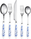 10 Pcs Chinoiserie Silverware Set Blue and White Porcelain Silverware Christmas by RimCereal
