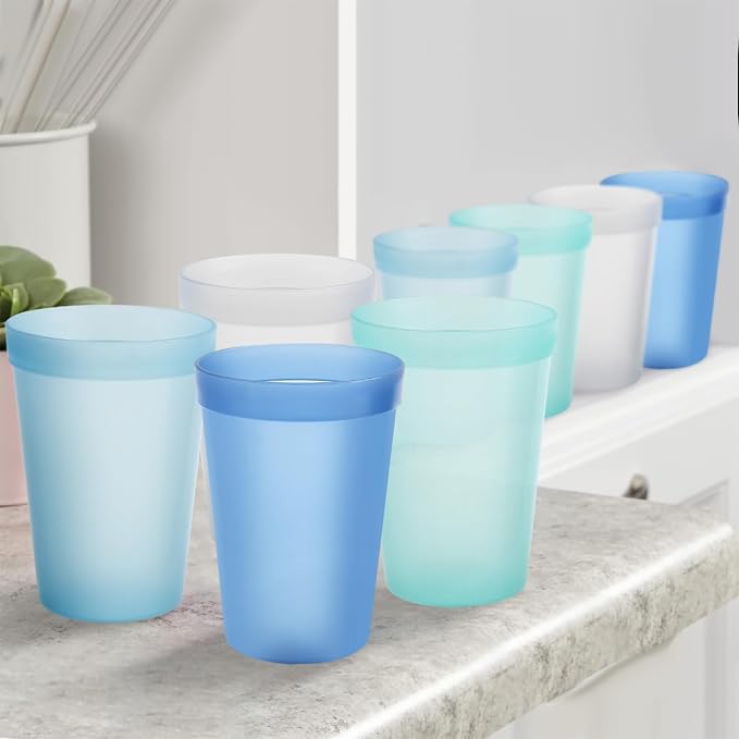 8-Pack 15.2oz Plastic Cups, BPA-Free Reusable Drinking Cups, Unbreakable PP - Image 8