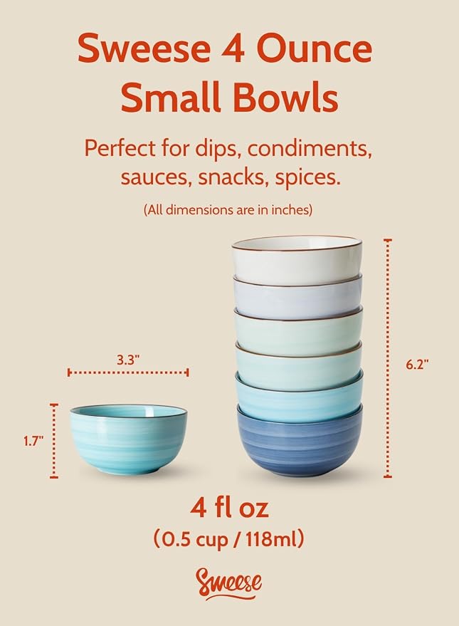 Sweese 4 Oz Porcelain Bowls Set - Image 2
