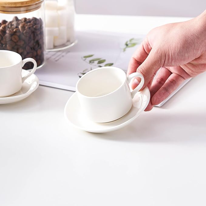Espresso Cups, 2.5 OZ Stackable Espresso Cups Set of 4 | Porcelain Stackable - Image 6