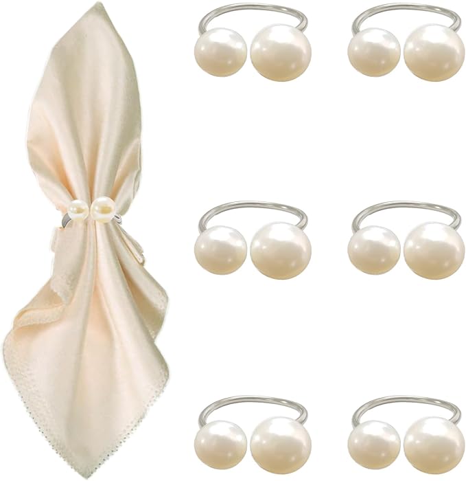 6 Pcs Silver Napkin Rings by Unknown