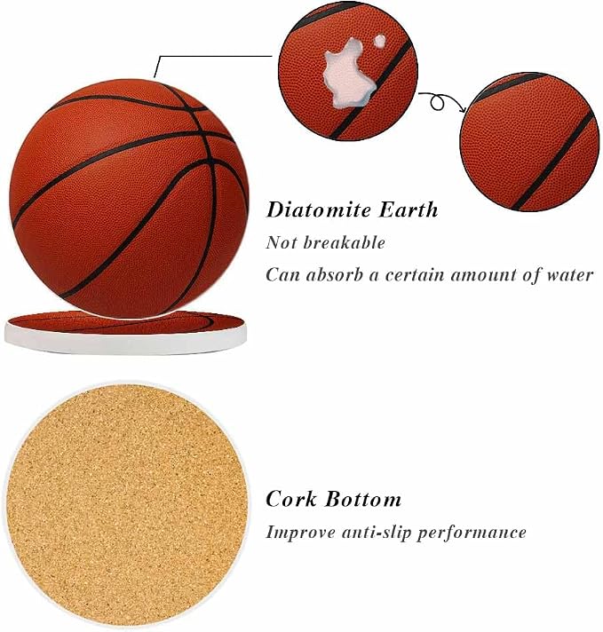 Basketball Ceramic Table Coasters - Image 4