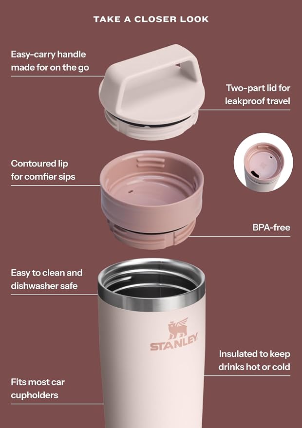 STANLEY Cafe To Go Travel Mug 16 oz | Leakproof Two-Part Drink Through Lid | - Image 6