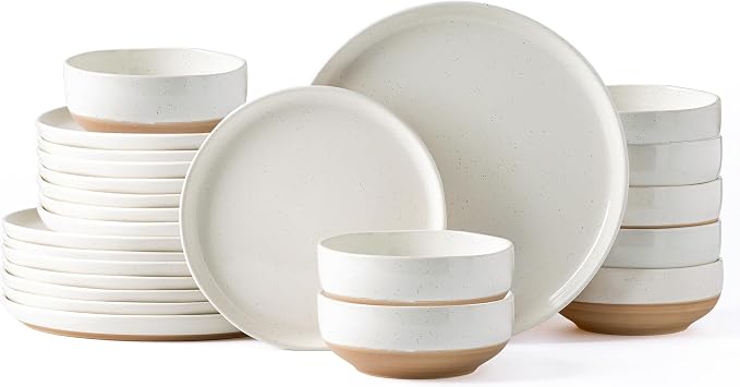 AmorArc Dinnerware Sets for 8, 24 Pieces Ceramic Plates and Bowls Set | Scratch by AmorArc