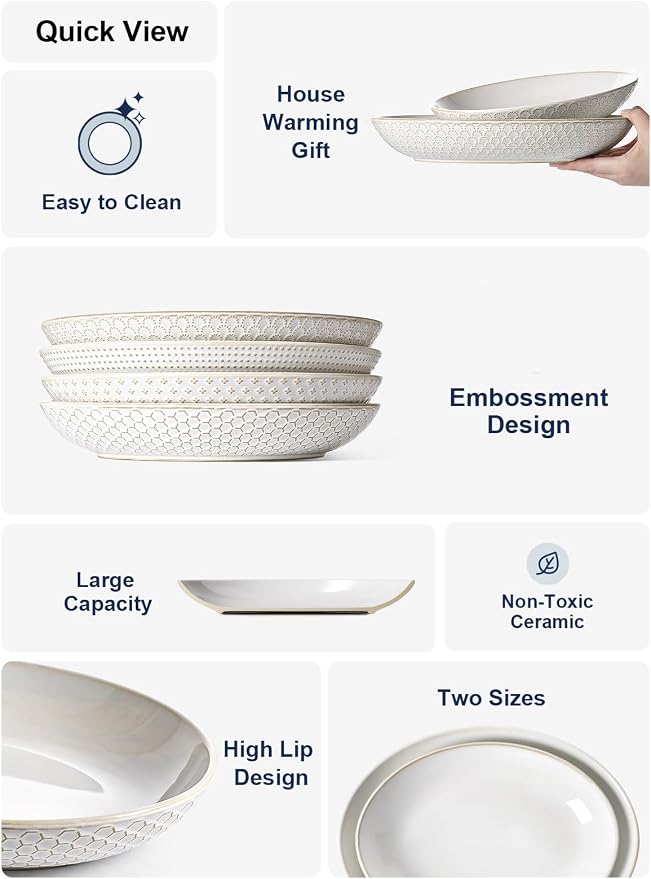 LE TAUCI Ceramic Serving Bowls Set of 2, Large Serving Dishes - Image 4