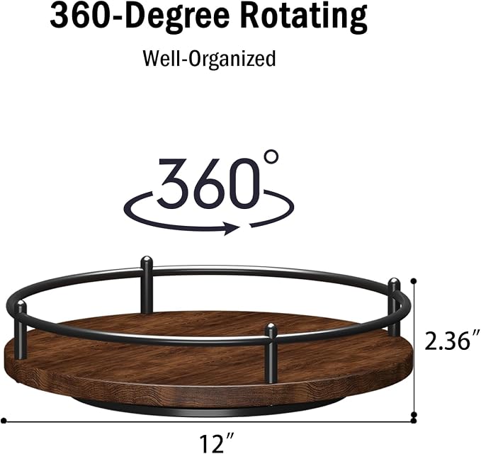Lazy Susan Organizer：12 Inch 360 Degree Rotating Spice Rack - Image 3