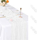 3 Pack White Cheesecloth Table Runner, 17 x 108 inch, Semi Sheer Boho Cheese by ACSUIT