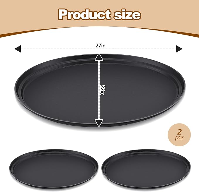 FillTouch 2 Pcs Restaurant Serving Trays PP Plastic Non Slip Rubber Lined Large - Image 3