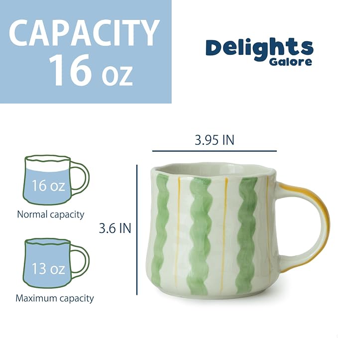 Striped Ceramic Coffee Mug Set of 2 - Image 8
