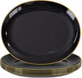 6PACK Black Oval Plastic Plates by WDF