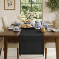 Classic Linen™ by D'Moksha Black Table Runner 90 Inches Long, 100% Pure Linen by DMokshaHomes