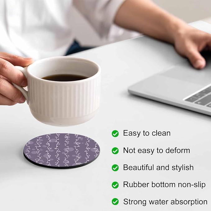 Vintage Lines Coasters Set of 4, Non-Slip Cup Coaster Mat - Image 4