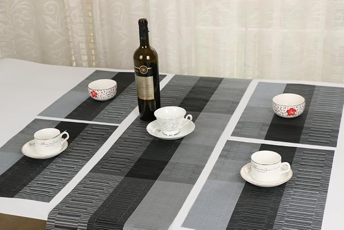 SHACOS Woven Vinyl Table Runner PVC Table Runner 12 x 71 inch Wipe Clean Indoor - Image 4