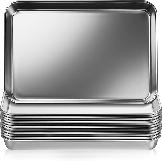 12 Pack Stainless Steel Plates Metal Plates Metal Food Tray Plate Small Baking by Unknown