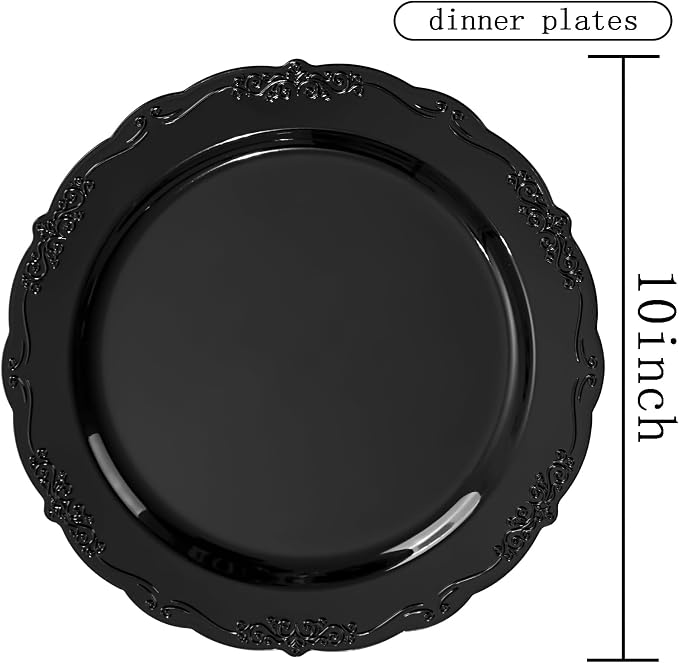 DaYammi 36PCS Black Plastic Plates, Heavy Duty Black Disposable Plates Premium - Image 5