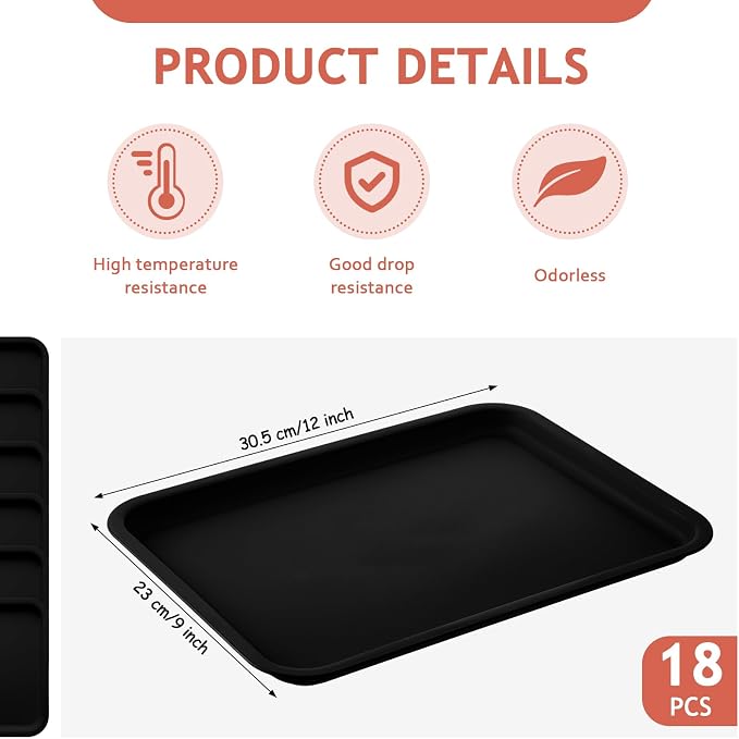 Gerrii 18 Pcs Plastic Fast Food Trays Bulk Restaurant Serving Cafeteria Tray - Image 2