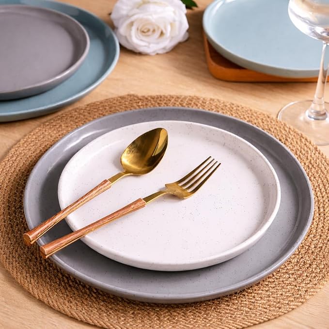 AmorArc Dinnerware Sets for 8, 24 Pieces Ceramic Plates and Bowls Set | Scratch - Image 5