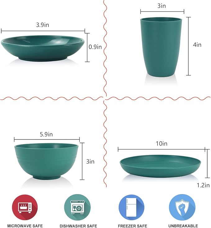 Wheat straw plates and bowls set of 16 - Image 2