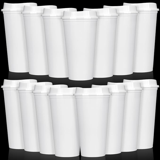 Domensi 15 Pack Reusable Plastic Coffee Cups by Domensi