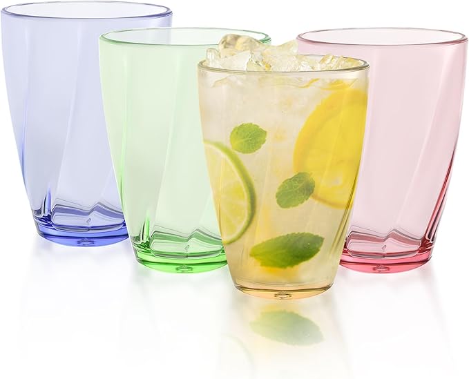 Topsky 12-ounce Plastic Water Tumblers | Set of 4 Colorful Unbreakable Drinking by HomeandKitchenNO1