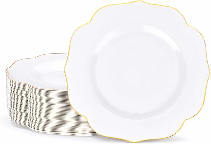 bUCLA 48Pieces Gold Plastic Dessert Plates Disposable by BUCLA