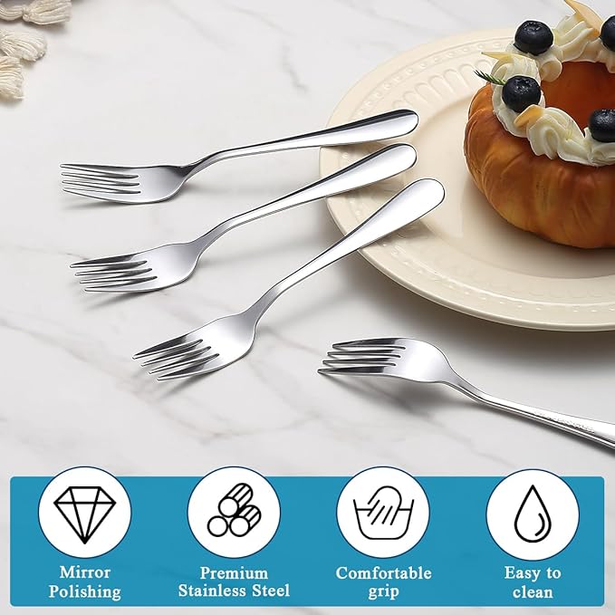 Dessert Forks Set of 12, Berglander Stainless Steel 5.5“ Cake Fork - Image 5