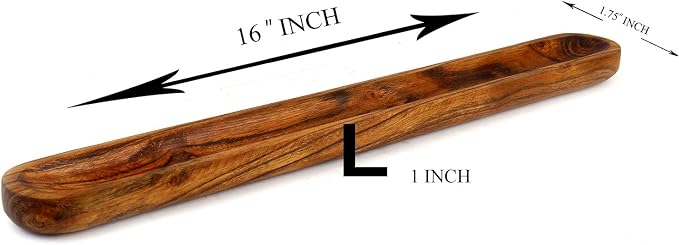 Hand-Carved Acacia Wood Long Olive Tray Canoe Style Perfect - Image 4