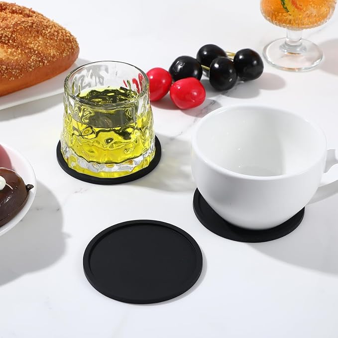 Silicone Coasters, 4 Pack | Washable, Heat Resistant, Round Cup Mats, - Image 4