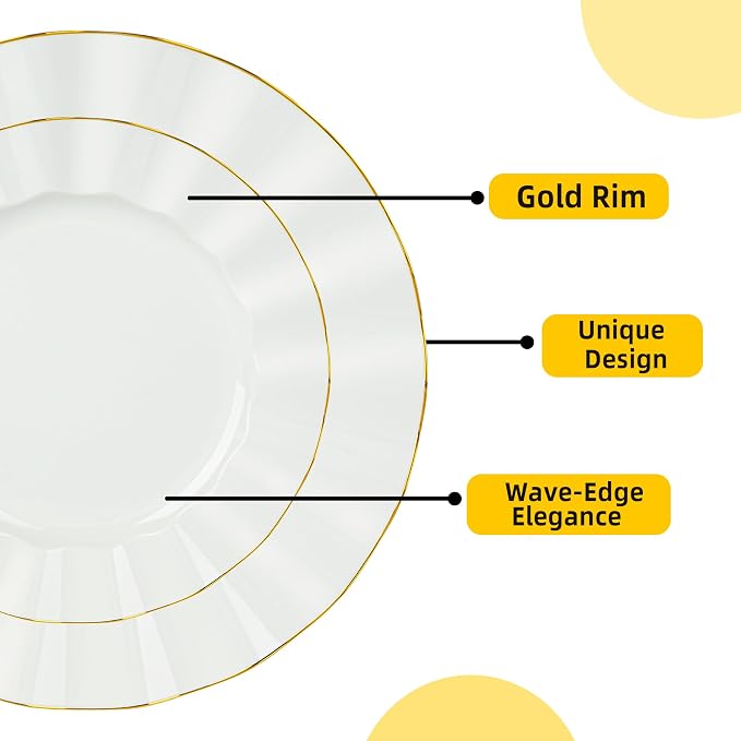 72PCS Ivory White Plastic Plates, Wavy Plates - Image 4