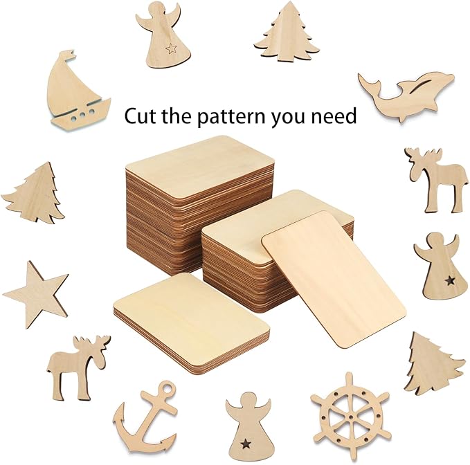 80 Pieces Rectangle Unfinished Wood Pieces, 4 x 6 Inch Natural Wood Cutout Tiles - Image 7