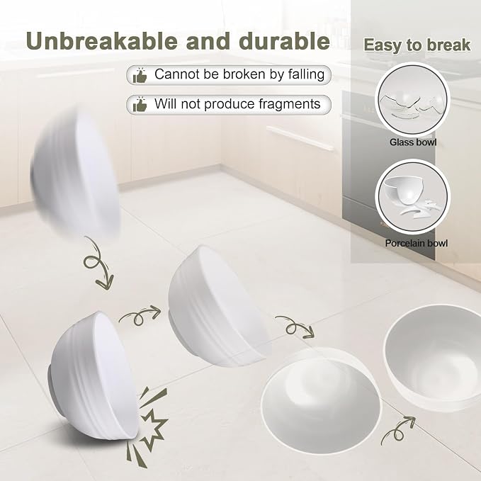 12 Pcs Unbreakable Cereal Bowls Set, 26 Oz Wheat Straw Bowls Set, Microwave & - Image 5