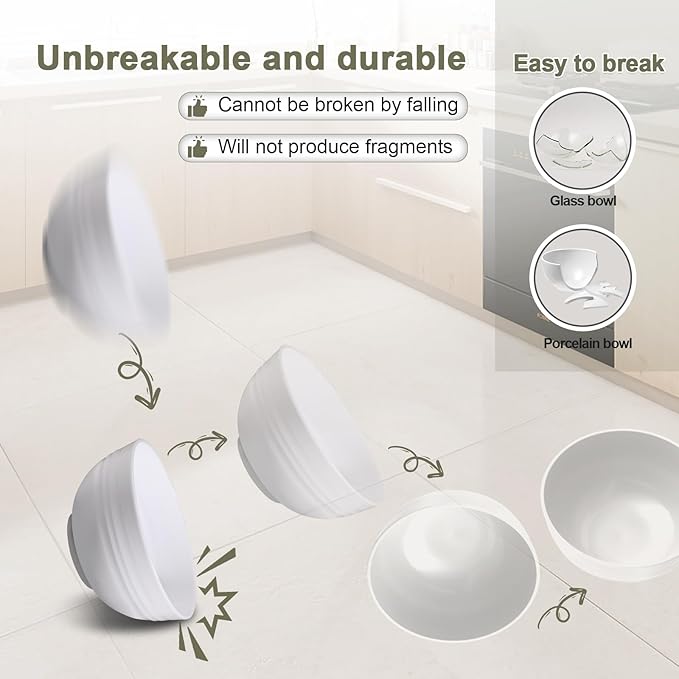 12 Pcs Unbreakable Cereal Bowls Set, 26 Oz Wheat Straw Bowls Set, Microwave & - Image 4