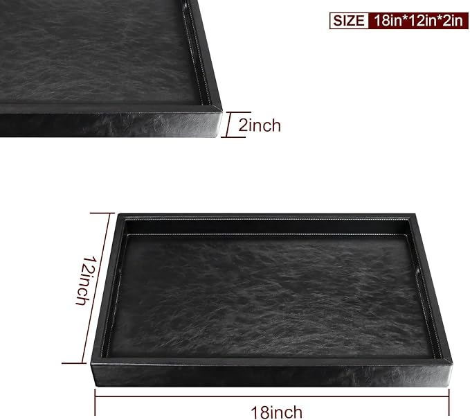 18 x 12 inches Leather Ottoman Serving Tray - Image 8