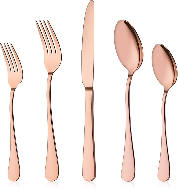 Rose Gold Silverware Set for 4, Flatware Cutlery Set 20 Piece | Premium by Briout