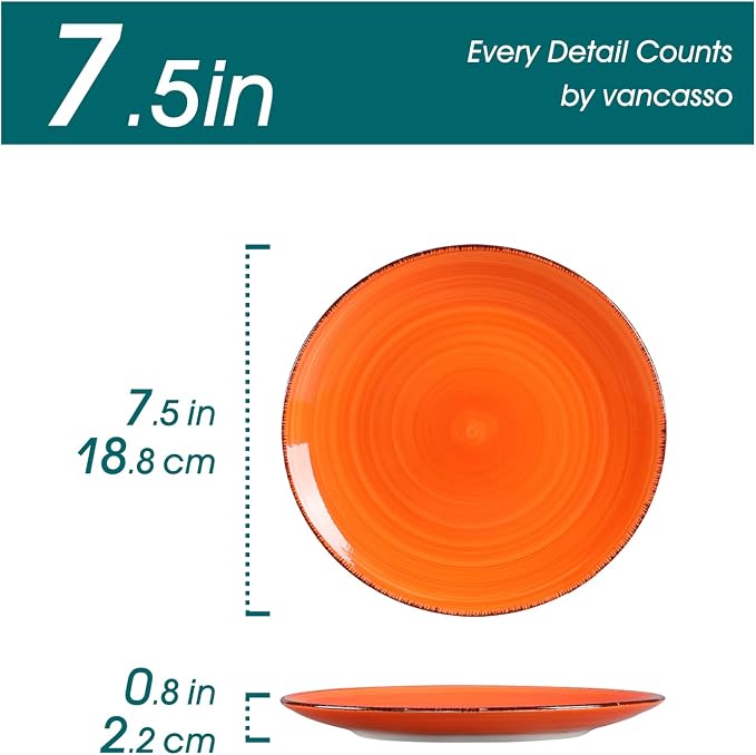 vancasso Bonita Muticolor Salad Plate Set of 6, 7.5 Inch Ceramic Dessert Plate - Image 2