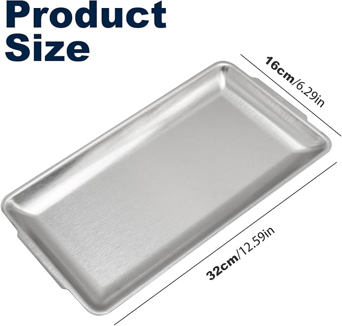 3Pcs 304 Stainless Steel Food Serving Tray, 12.6" Rectangular Serving Platters - Image 2