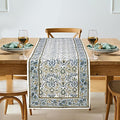 Indigo Floral Hand Block Print 100% Cotton Reusable Table Runner 16" X 106" by Ridhi