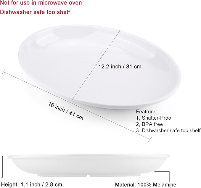 KOXIN-KARLU Melamine Large Serving Platter, 16-inch Oval Serving Plates - Image 2