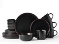 Famiware Mercury 16-Piece Stoneware Plates and Bowls, Matte Black | Dinnerware by Famiware