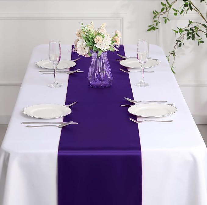 Manyshofu Dark Purple Satin Table Runner 12x108 - Image 7